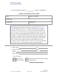 Document preview: Form JC14:11.11 Caregiver Information Form - Nebraska