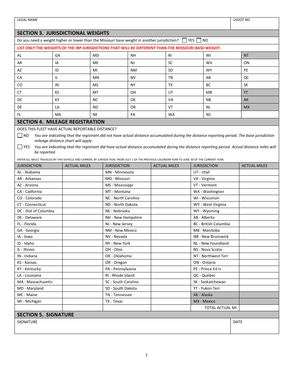 Missouri Irp Registration Form Fill Out Sign Online And Download Pdf