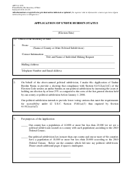 Document preview: Form AW13-4 Application of Undue Burden Status - Texas