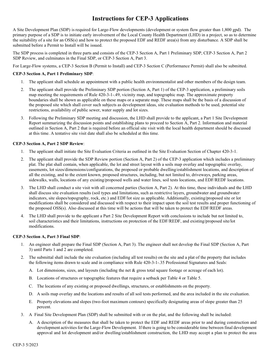 Form CEP-3 Application for a Large-Flow Development Review - Alabama, Page 1