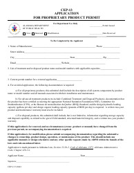 Document preview: Form CEP-13 Application for Proprietary Product Permit - Alabama