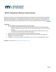 Instructions for Valuation Notice - Minnesota