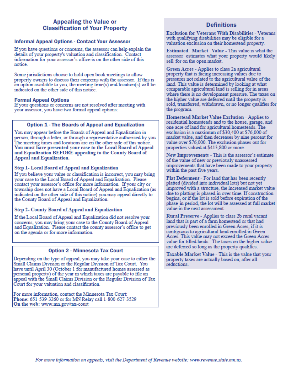 Instructions for Valuation Notice - Minnesota, Page 8