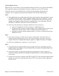 Form CSC-X Report of a Possible Unlicensed School - Texas, Page 2