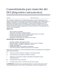 Document preview: Consentimiento Para Insercion Del Diu (Dispositivo Intrauterino) - North Dakota (Spanish)