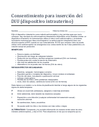 Consentimiento Para Insercion Del Diu (Dispositivo Intrauterino) - North Dakota (Spanish)