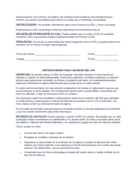 Consentimiento Para Insercion Del Diu (Dispositivo Intrauterino) - North Dakota (Spanish), Page 2