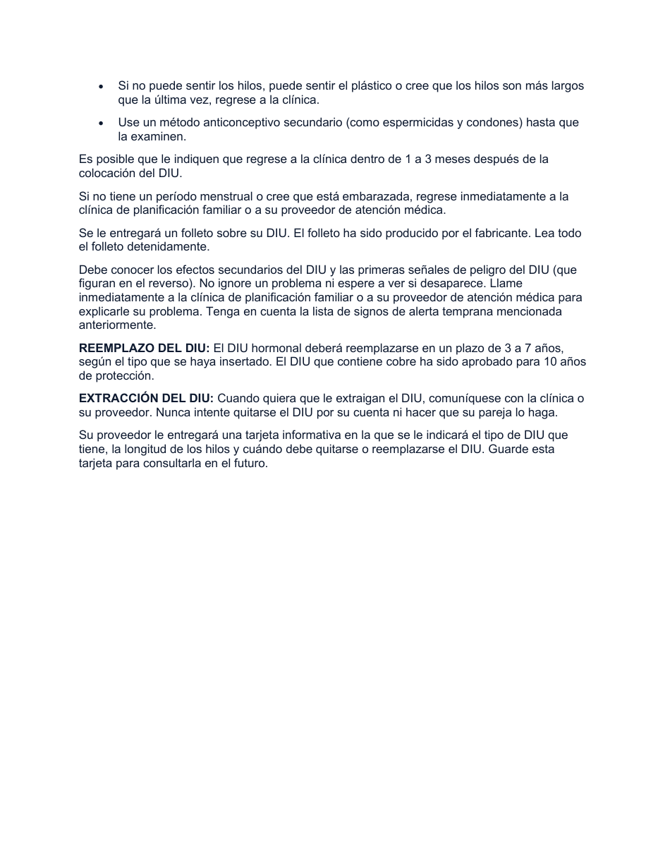 Consentimiento Para Insercion Del Diu (Dispositivo Intrauterino) - North Dakota (Spanish), Page 3