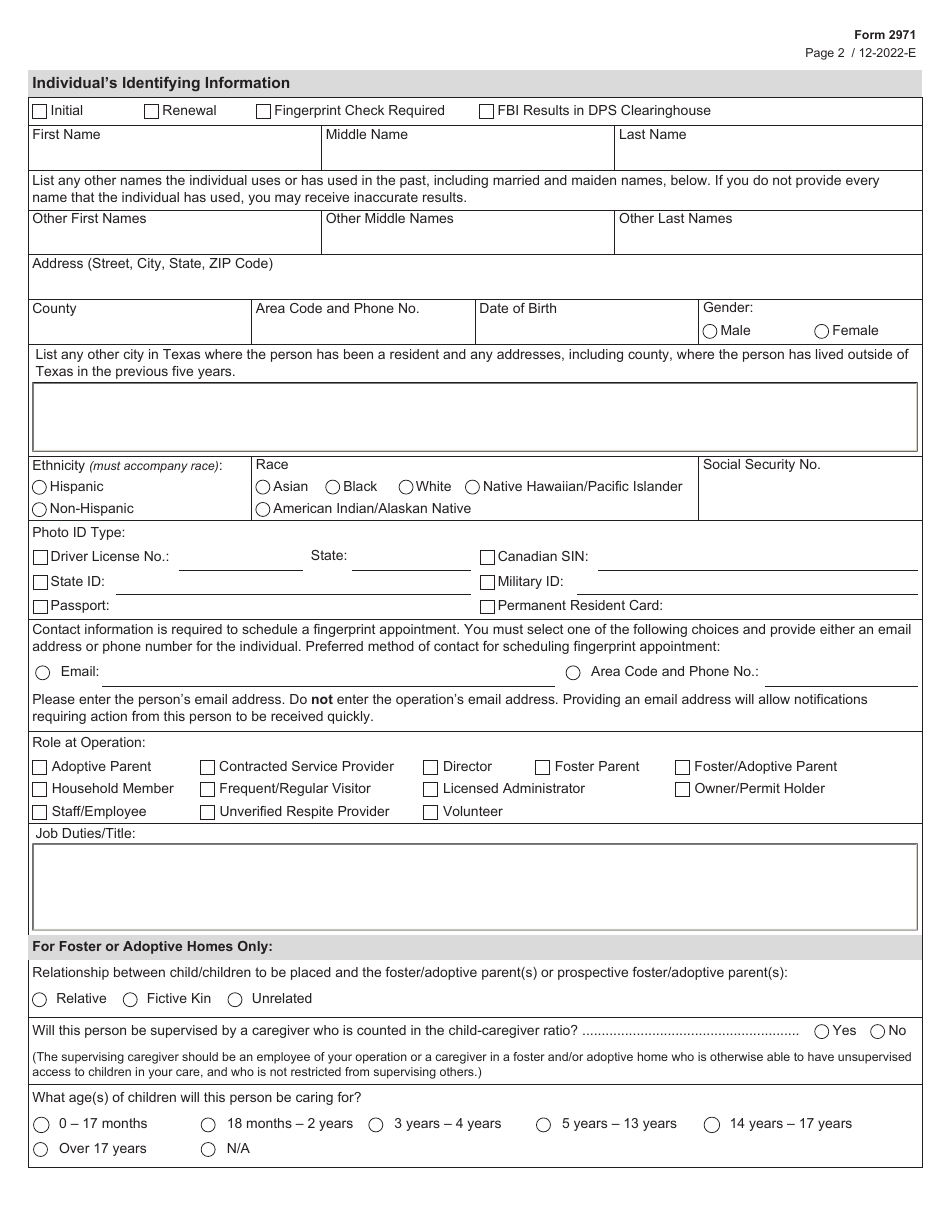 Form 2971 Download Fillable PDF or Fill Online Child Care Regulation ...