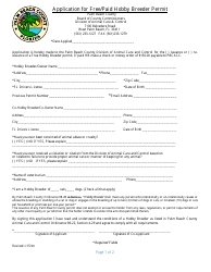 Document preview: Application for Free/Paid Hobby Breeder Permit - Palm Beach County, Florida