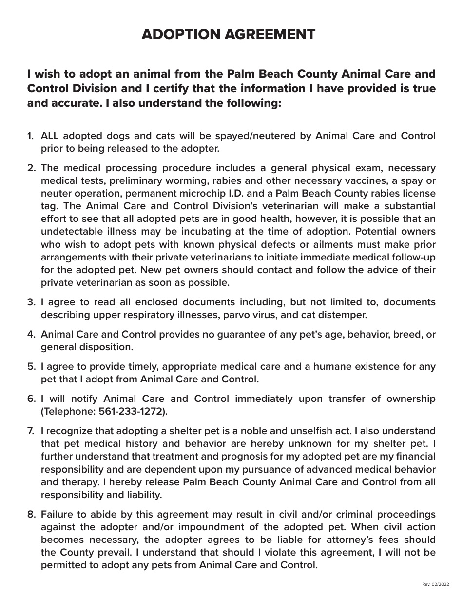 Adoption Application - Palm Beach County, Florida, Page 3