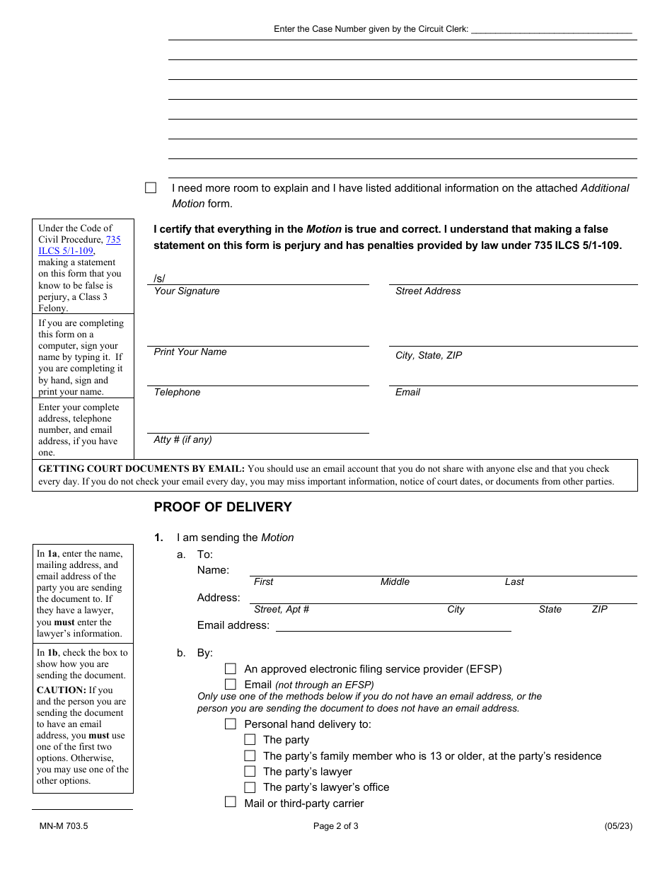 Form MN-M703.5 Motion - Illinois, Page 2