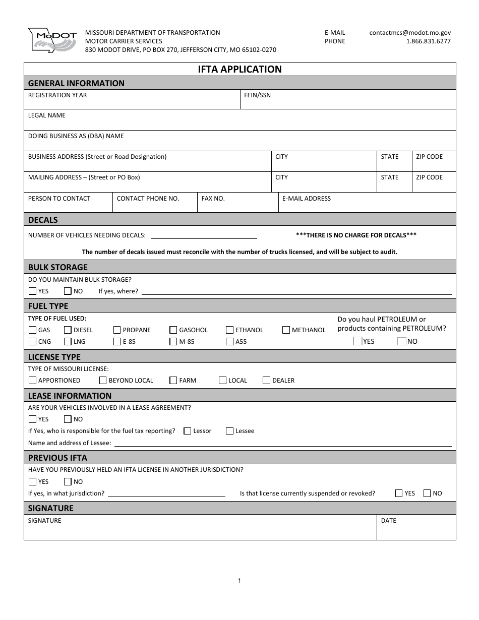 Ifta Application - Missouri, Page 1
