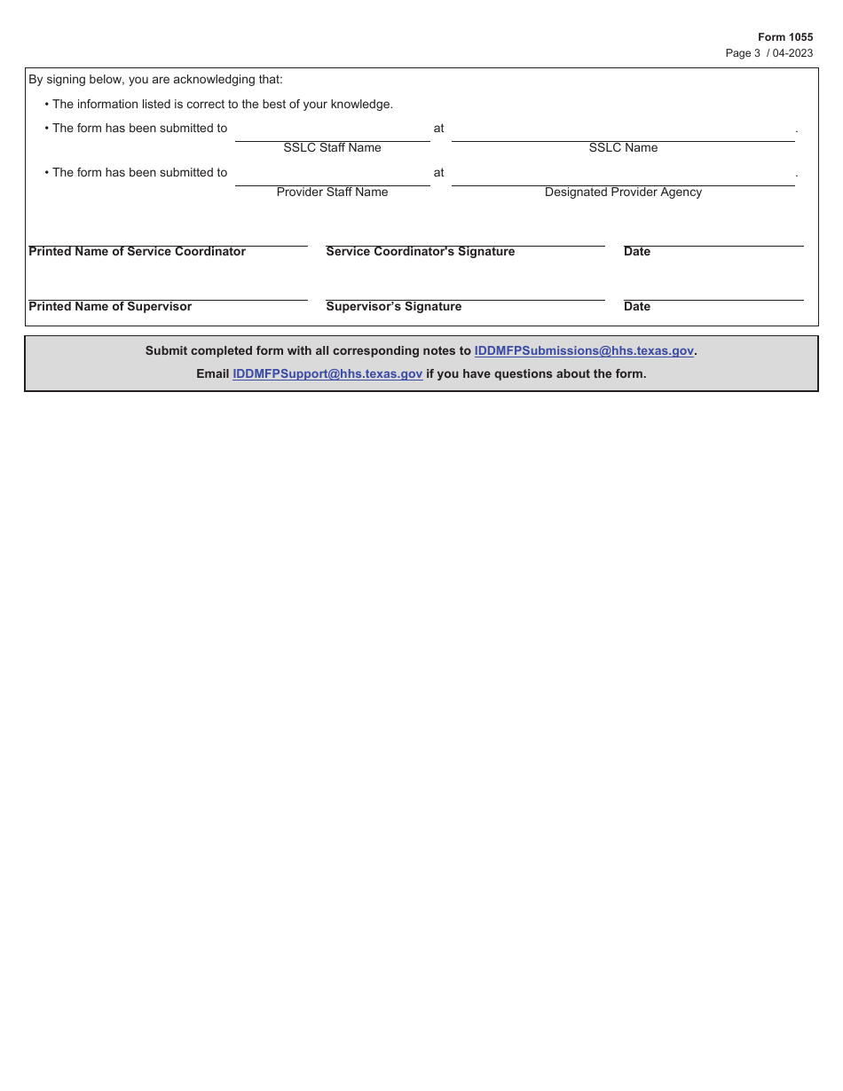 Form 1055 - Fill Out, Sign Online and Download Fillable PDF, Texas ...