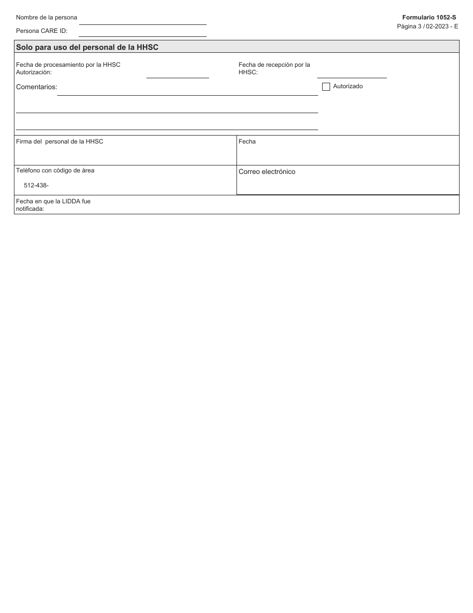 Formulario 1052-S Solicitud De Eleccion De Proveedor Publico - Texas (Spanish), Page 3
