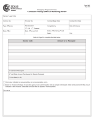 Document preview: Form 3687 Contractor Findings of Fiscal Monitoring Review - Texas