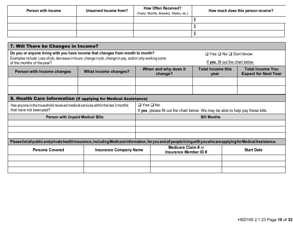 Form HSD100 Application for Assistance - New Mexico, Page 10