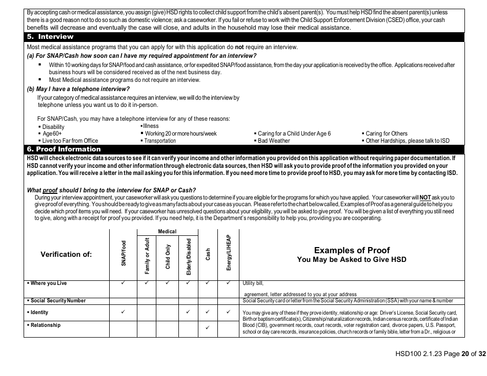 Form HSD100 Application for Assistance - New Mexico, Page 19