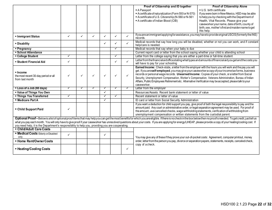 Form HSD100 Application for Assistance - New Mexico, Page 21