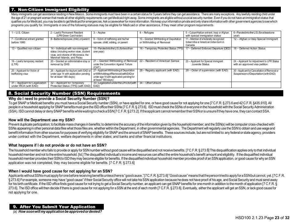 Form HSD100 Application for Assistance - New Mexico, Page 22