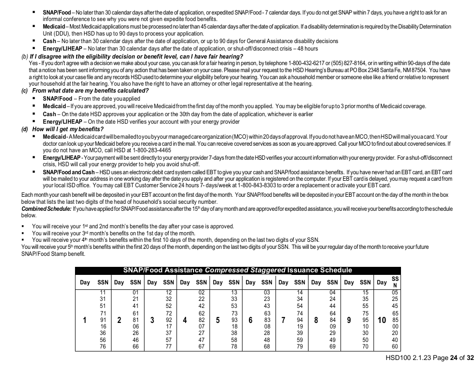 Form HSD100 Application for Assistance - New Mexico, Page 23