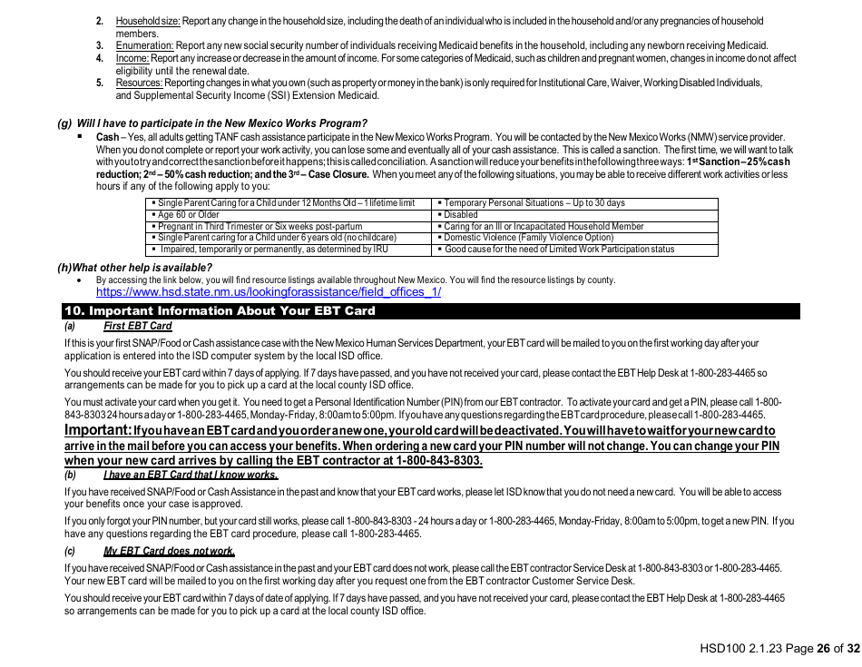 Form HSD100 Application for Assistance - New Mexico, Page 25
