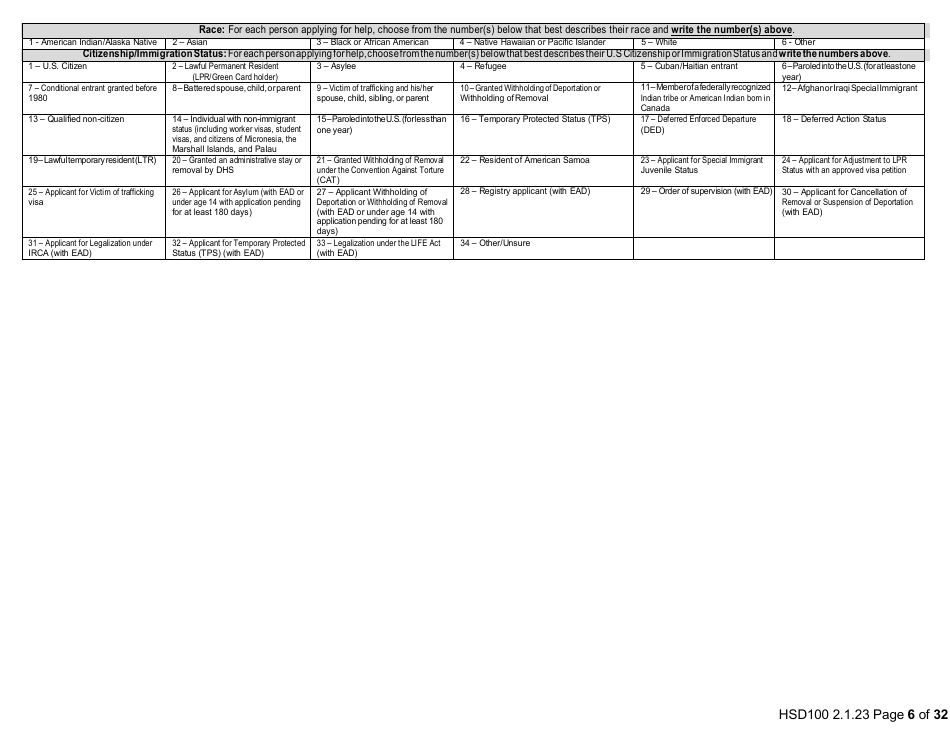Form HSD100 Application for Assistance - New Mexico, Page 6