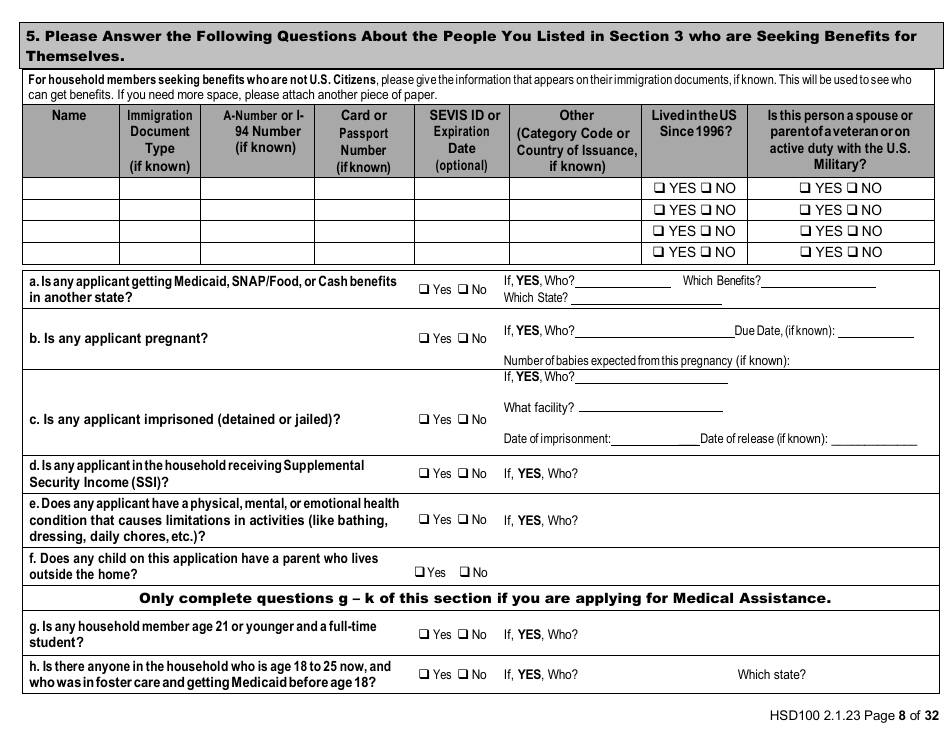 Form HSD100 Application for Assistance - New Mexico, Page 8