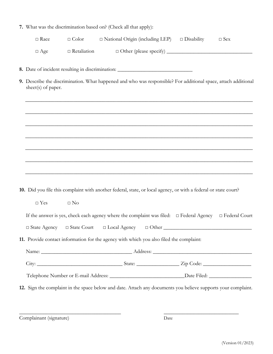 Non-employee Discrimination Complaint Form - Georgia (United States), Page 2