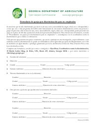 Formulario De Quejas Por Discriminacion Para No Empleados - Georgia (United States) (Spanish)