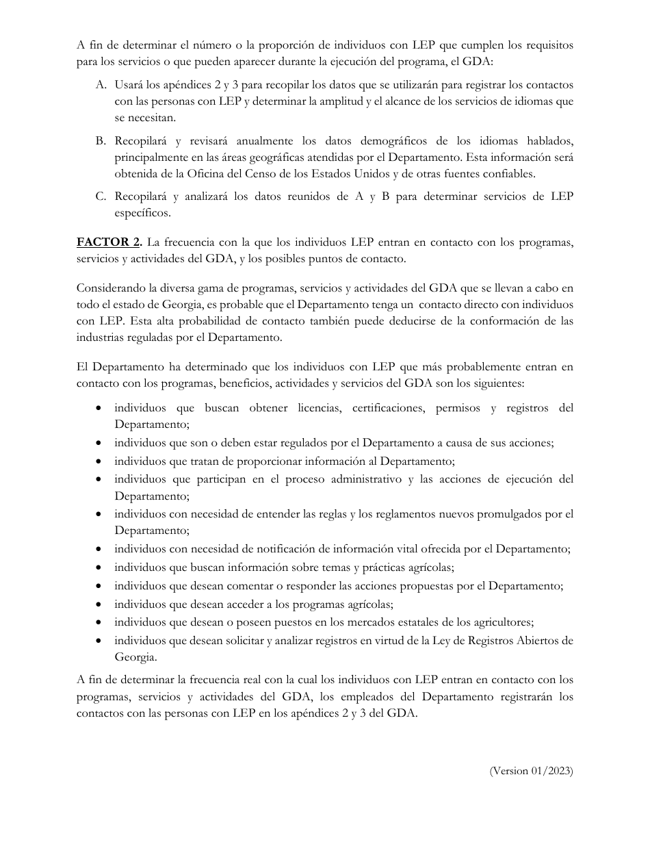 Plan De Acceso a Idiomas - Georgia (United States) (Spanish), Page 5