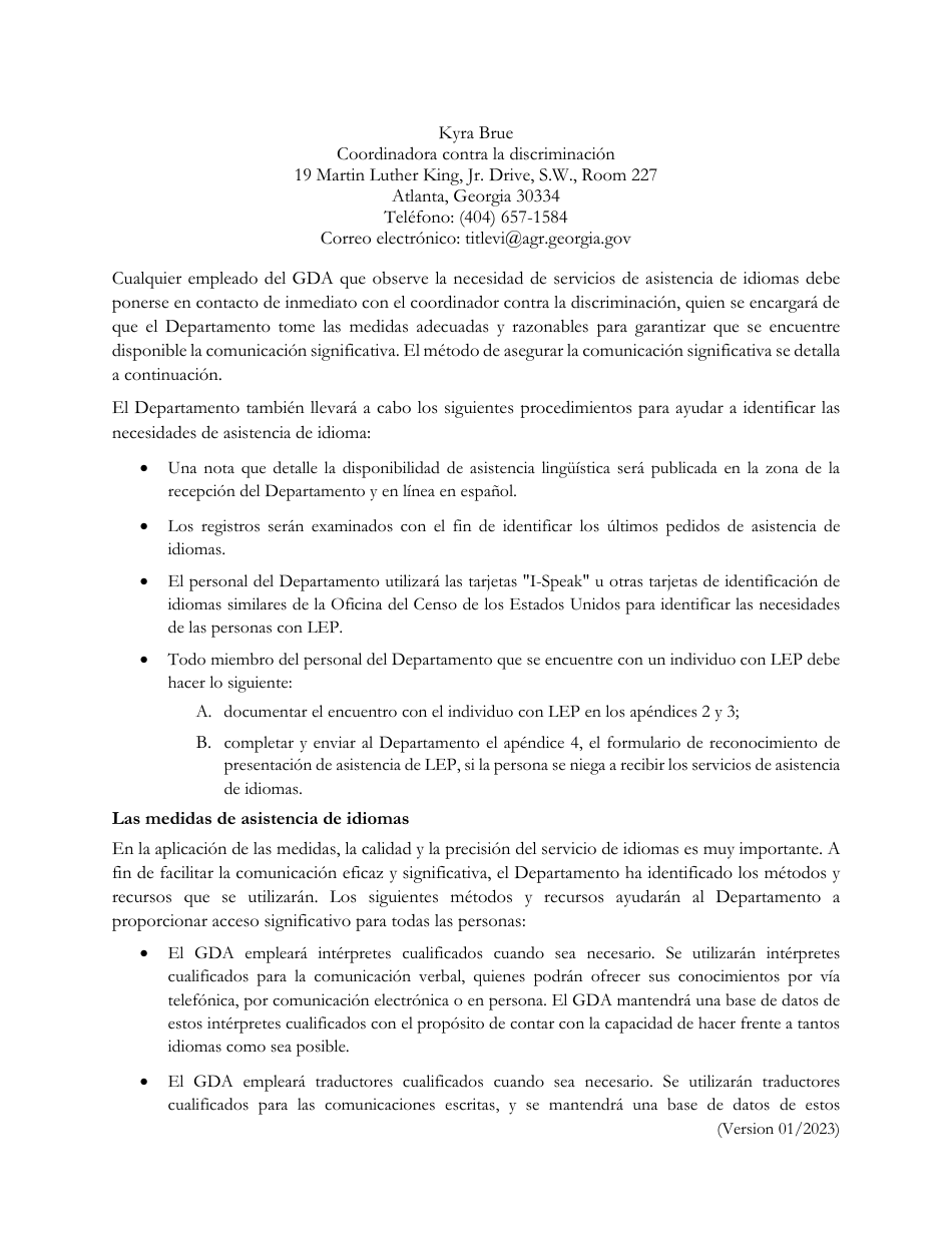 Plan De Acceso a Idiomas - Georgia (United States) (Spanish), Page 7