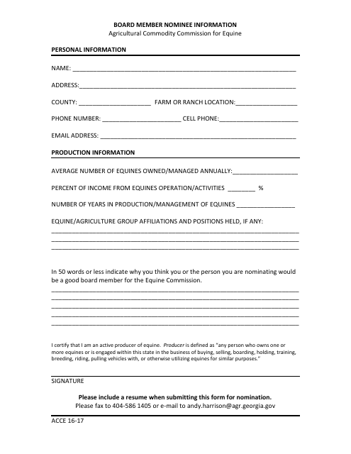 Form ACCE16-17  Printable Pdf