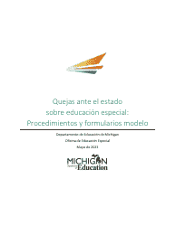 Quejas Ante El Estado Sobre Educacion Especial: Procedimientos Y Formularios Modelo - Michigan (Spanish)