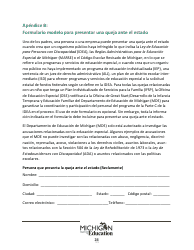 Quejas Ante El Estado Sobre Educacion Especial: Procedimientos Y Formularios Modelo - Michigan (Spanish), Page 24