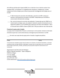 Quejas Ante El Estado Sobre Educacion Especial: Procedimientos Y Formularios Modelo - Michigan (Spanish), Page 27