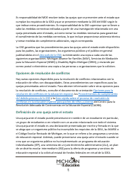 Quejas Ante El Estado Sobre Educacion Especial: Procedimientos Y Formularios Modelo - Michigan (Spanish), Page 5