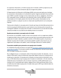 Quejas Ante El Estado Sobre Educacion Especial: Procedimientos Y Formularios Modelo - Michigan (Spanish), Page 8