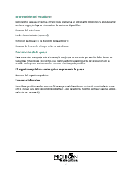 Formulario Modelo Para Presentar Una Queja Ante El Estado - Michigan (Spanish), Page 2