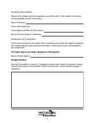 State Complaint Model Form - Michigan, Page 2