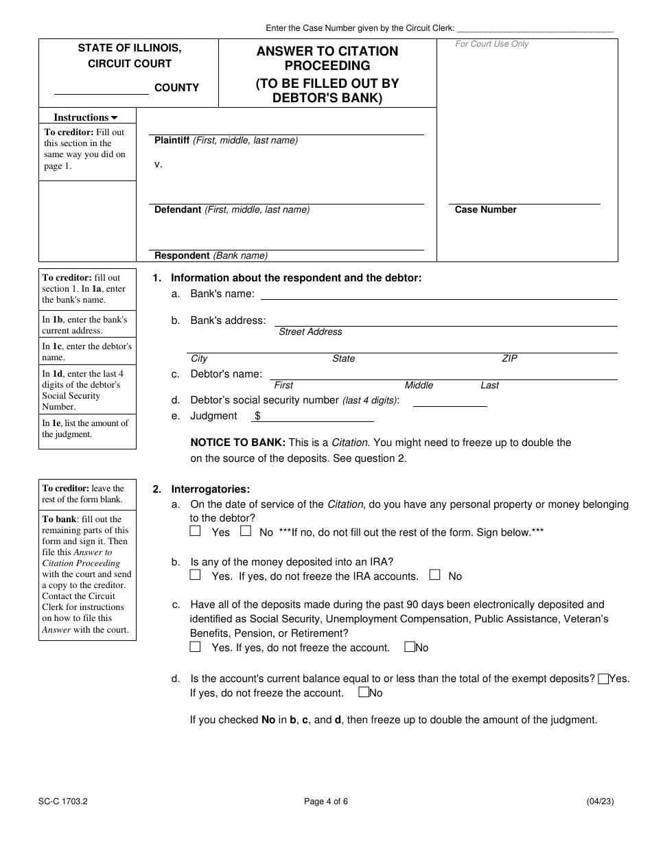 Form SC-C1703.2 Citation to Discover Assets to Debtors Bank - Illinois, Page 4