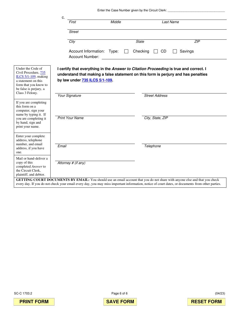 Form SC-C1703.2 Citation to Discover Assets to Debtors Bank - Illinois, Page 6