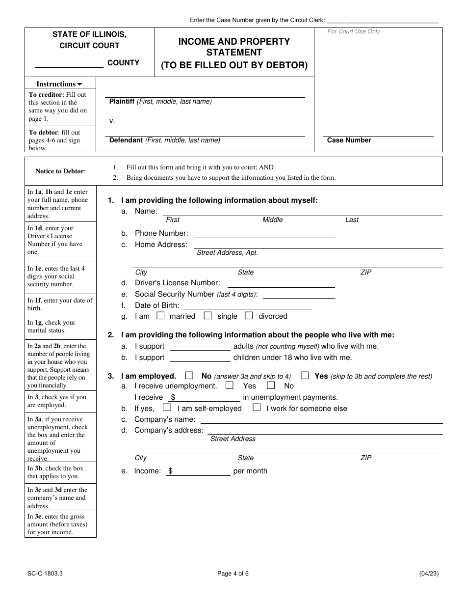 Form SC-C1803.3 Citation to Discover Assets to Debtor - Illinois, Page 4