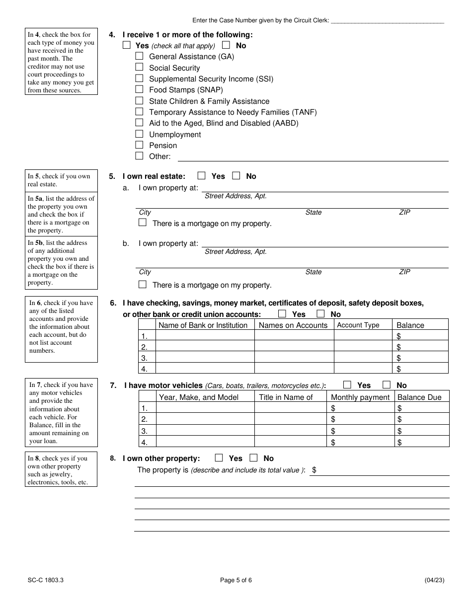Form SC-C1803.3 Citation to Discover Assets to Debtor - Illinois, Page 5