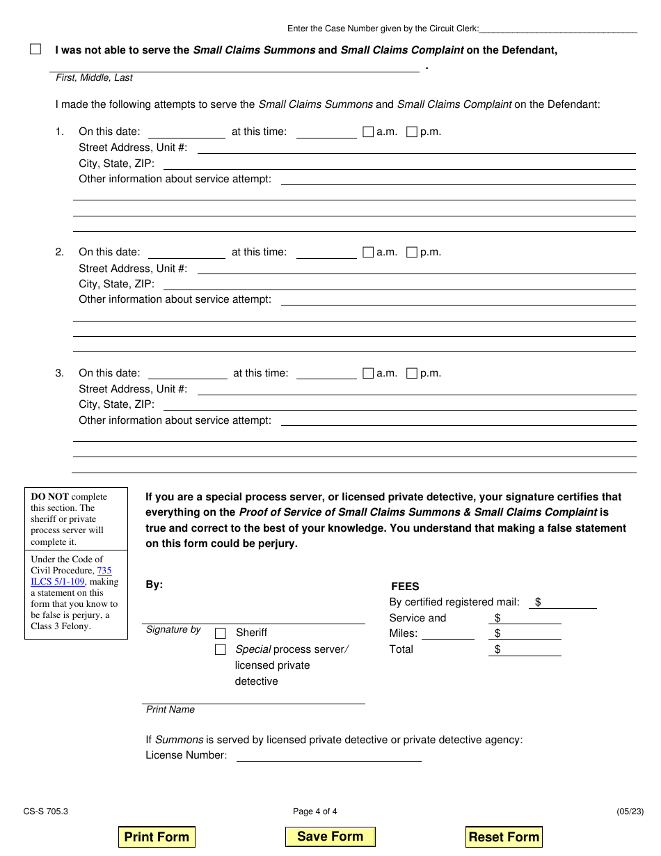 Form CS-S705.3 Small Claims Summons - Illinois, Page 4