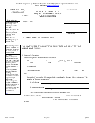 Form NCM-N2007.5 Notice of Court Date Request for Name Change (Minor Children) - Illinois