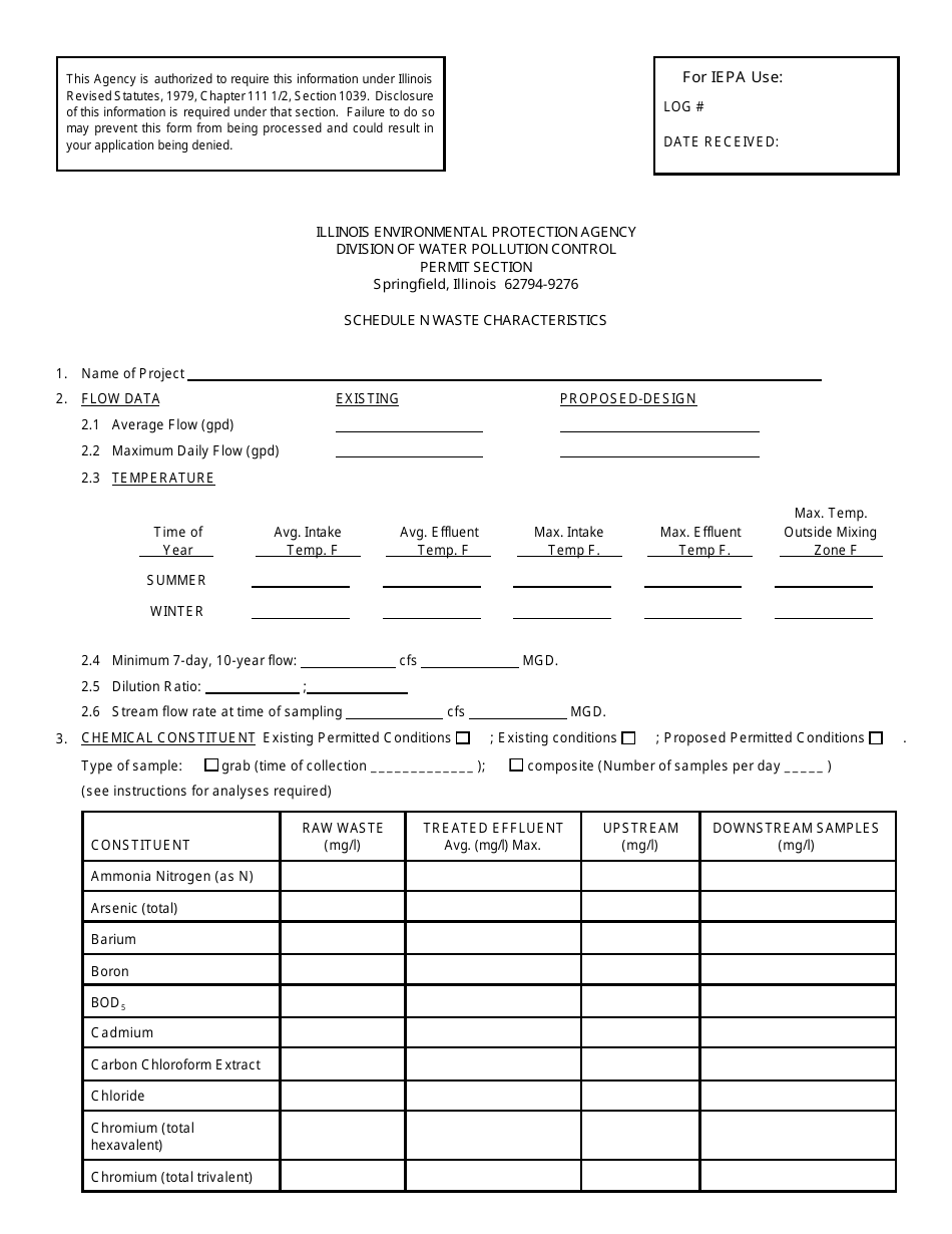 Form IL532-0019 (WPC159) Schedule H Waste Characteristics - Illinois, Page 3