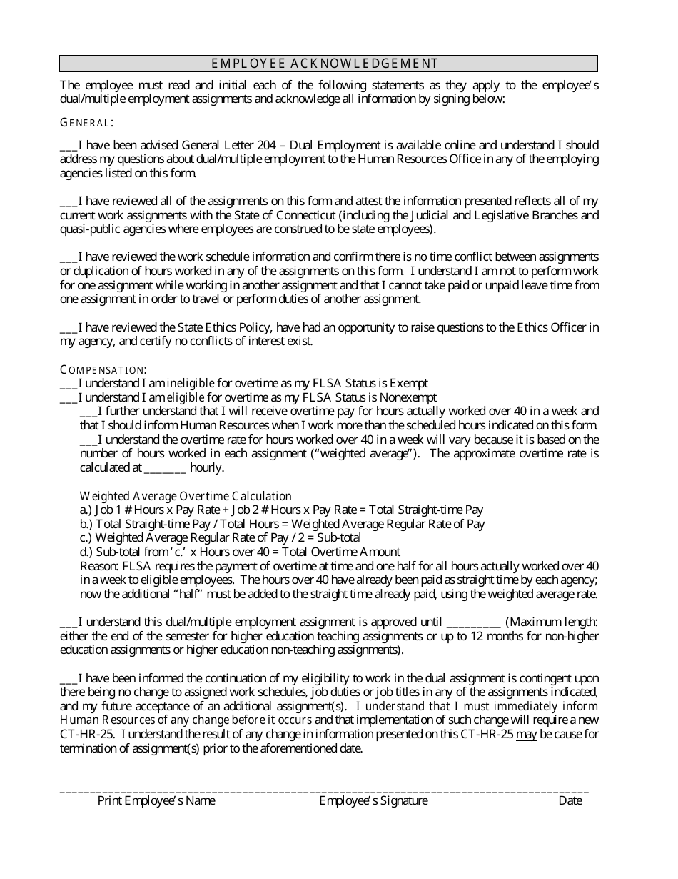 Form CT-HR-25 Dual Employment Request Form - Connecticut, Page 4