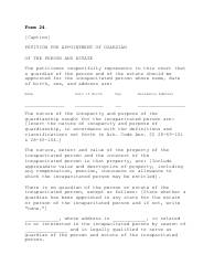 Document preview: Form 24 Petition for Appointment of Guardian of the Person and Estate - Arkansas