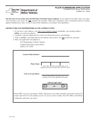 Document preview: Form PD-7 Plate Surrender Application - New York